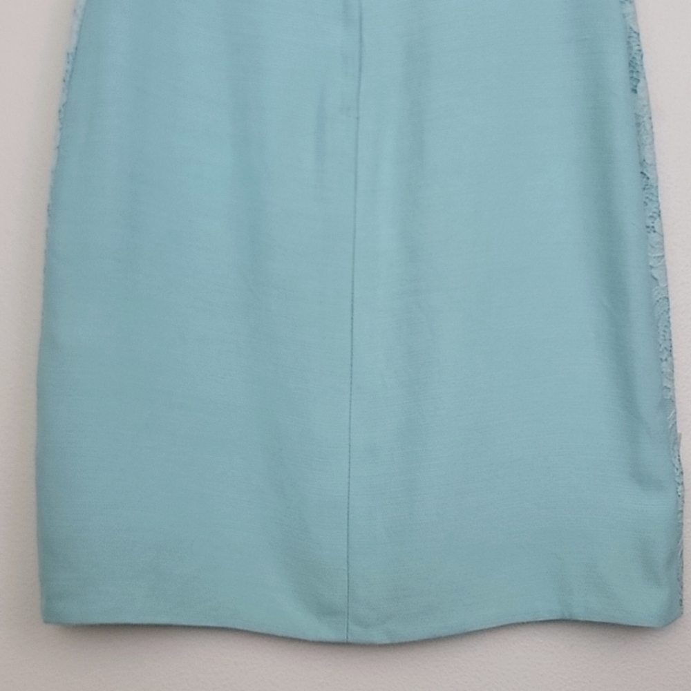 Vintage Blue & Lace Midi Short Sleeve Shift Dress By Jean Lang (Altered Waist) S - Picture 12 of 13